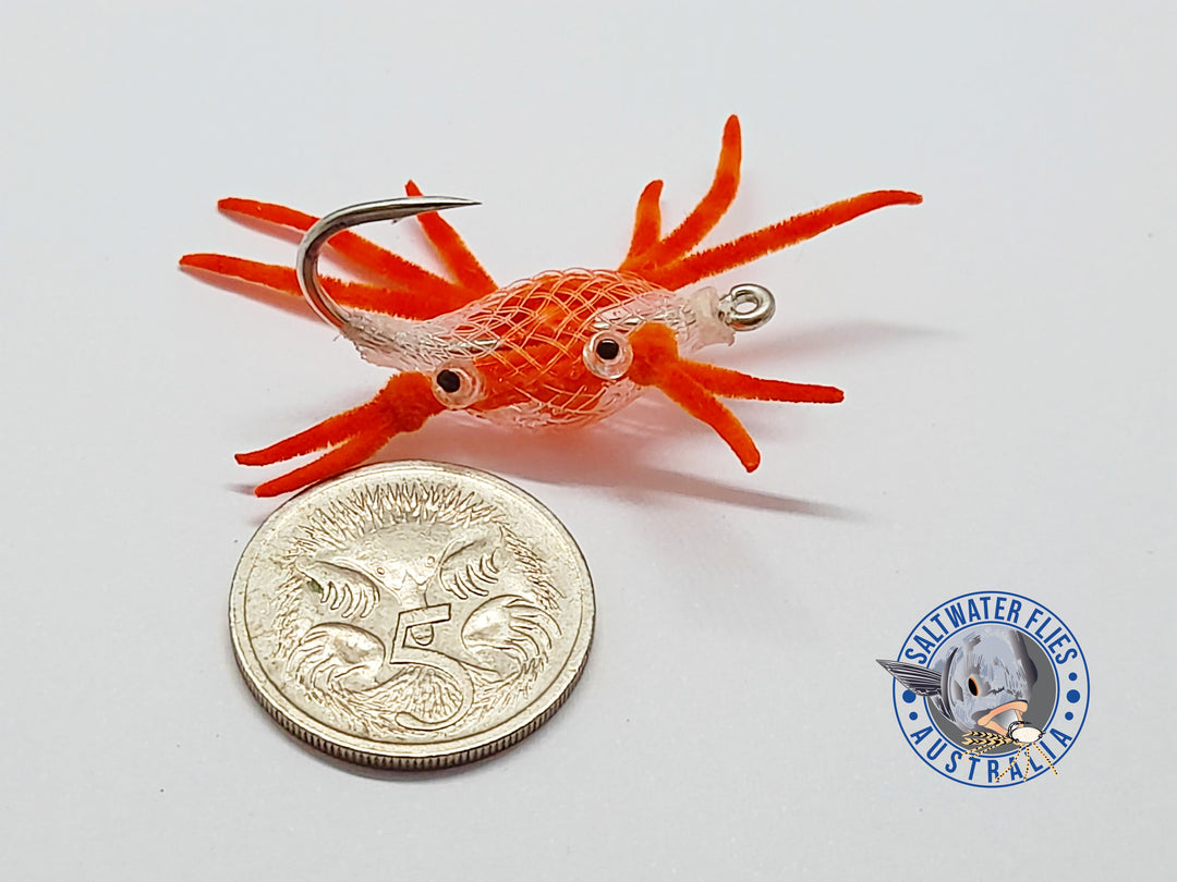 ALPHLEXO CRAB FLY - SL12 #2 - CLEAR/HOT ORANGE LEGS