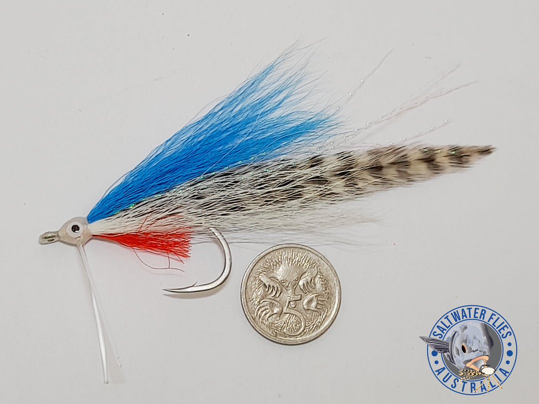 GRIZZLY DECEIVER FLY - SL12 2/0 - BLUE/WHITE