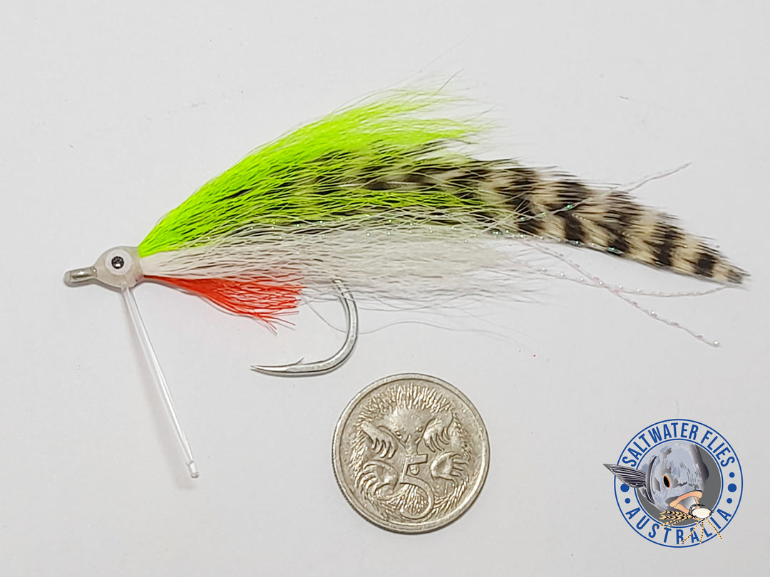 GRIZZLY DECEIVER FLY - SL12 2/0 - CHART/WHITE