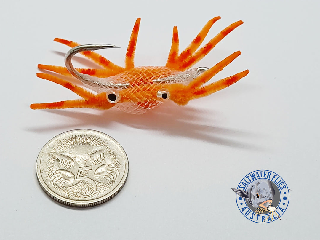 ALPHLEXO CRAB FLY - SL12 1/0 - CLEAR/HOT ORANGE LEGS