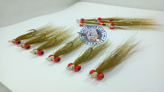 SWFA CLOUSER MINNOW - SL11-3H #2 - OLIVE/WHITE - BUCKTAIL - PAINTED RED LEAD EYE