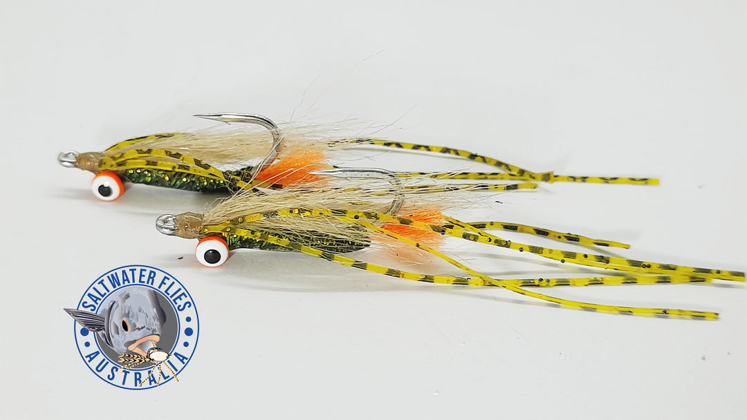 LOW LIGHT GOTCHA FLY - ORANGE DOUBLE PUPIL LEAD EYE
