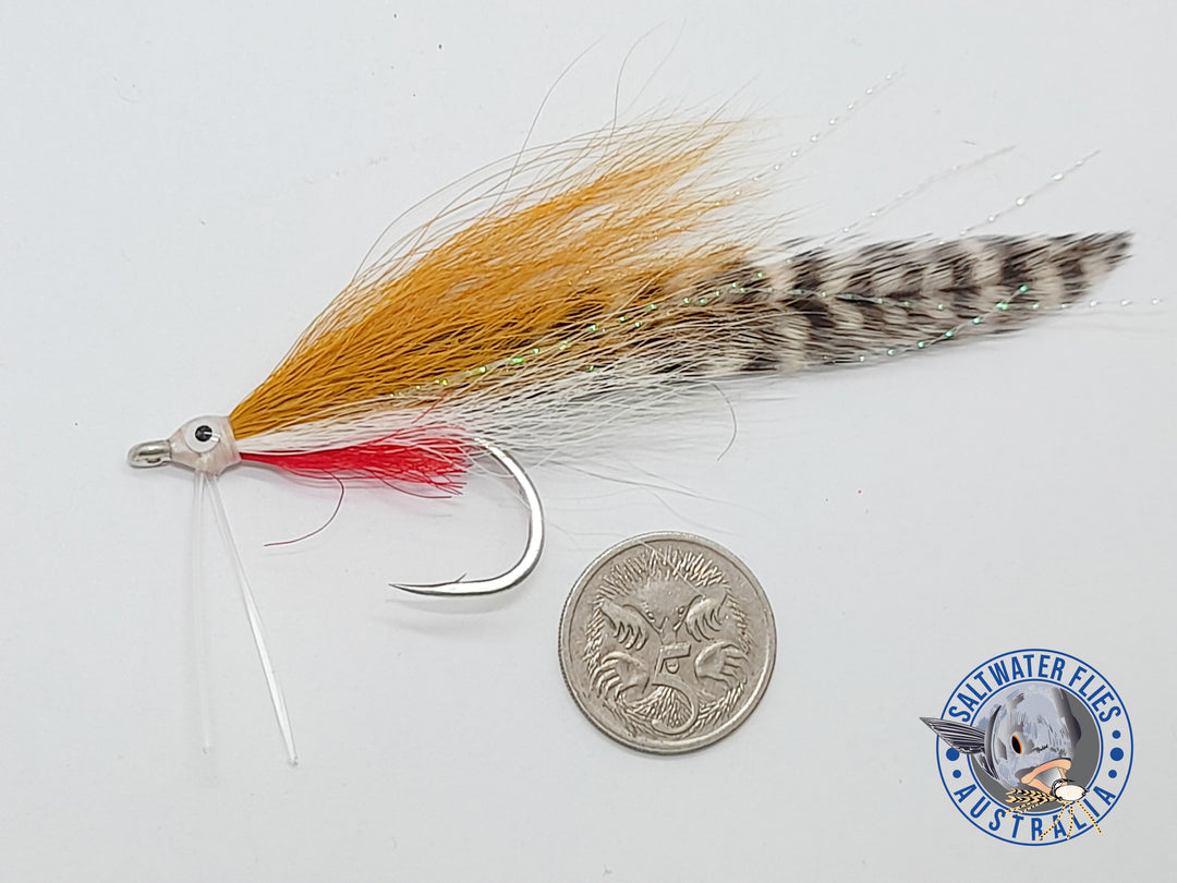 GRIZZLY DECEIVER FLY - SL12 2/0 - TAN/WHITE