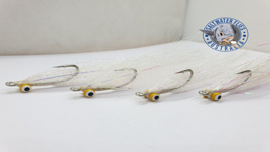 SWFA CLOUSER MINNOW FLY - SL11-3H #2 - SYNTHETIC - WHITE/SMALL YELLOW DOUBLE PUPIL LEAD EYE