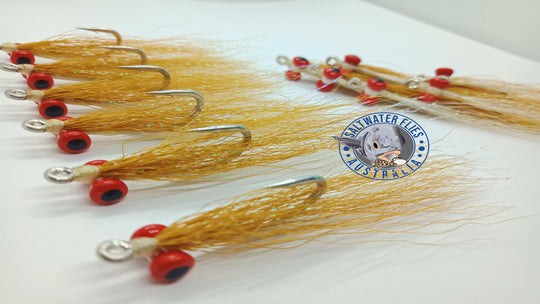 SWFA CLOUSER MINNOW - SL11-3H #2 - TAN/WHITE - BUCKTAIL - PAINTED RED LEAD EYE