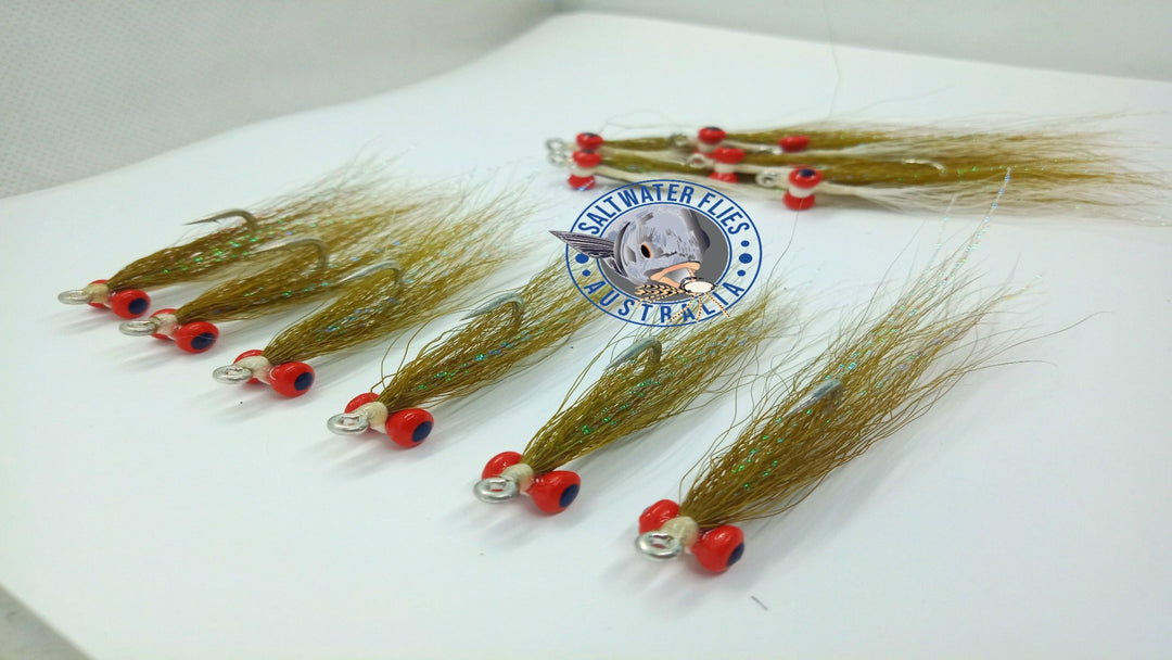 SWFA CLOUSER MINNOW - SL11-3H #2 - OLIVE/WHITE - BUCKTAIL - PAINTED RED LEAD EYE