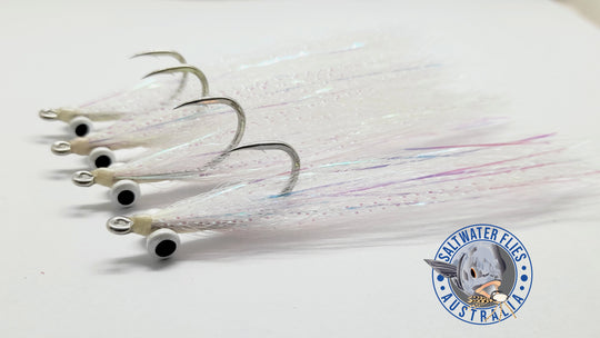 SWFA CLOUSER MINNOW FLY - SL12 1/0 - SYNTHETIC - WHITE/MEDIUM PAINTED PEARL LEAD EYE