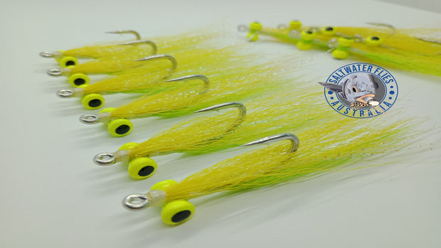SWFA CLOUSER MINNOW - SL11-3H #2 - CHART/YELLOW - BUCKTAIL - PAINTED CHART LEAD EYE