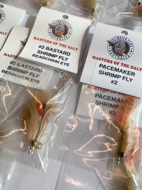 MEGA SHRIMP FLY BUNDLE - LIGHT WEIGHT - SL12 1/0 & SL11-3H #2 - BEADCHAIN EYE - x16 FLIES