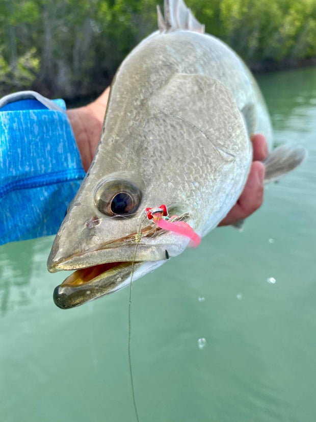 SWFA CLOUSER MINNOW - SL11-3H #2 - OLIVE/WHITE - BUCKTAIL - PAINTED RED LEAD EYE