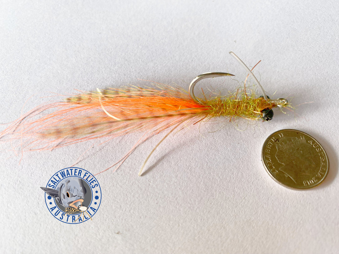 Saltwater Flies Australia Pacemaker Shrimp Fly tied on Gamakatsu SL12 1/0 Big Game Hooks