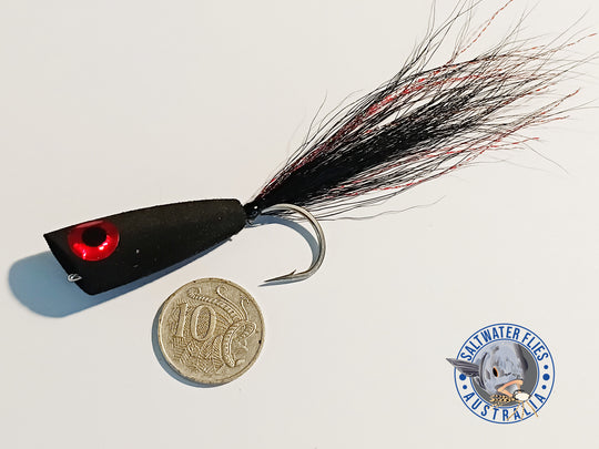 SURFACE POPPER FLY- BLEEDING BLACK 2/0