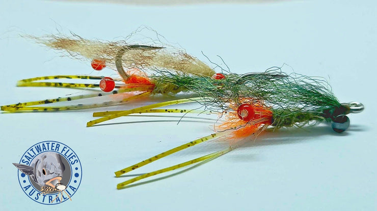 SWFA BARRED FLEEING SHRIMP FLY - SL11-3H #2 - TAN - DUMBELL EYE - NEW