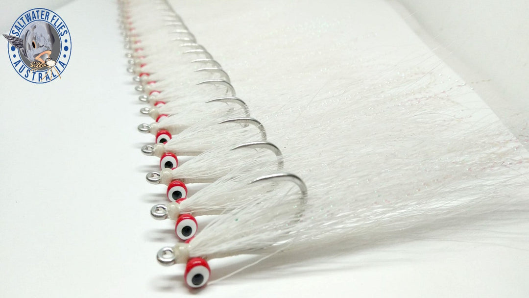 SWFA CLOUSER MINNOW - SL12 1/0 - WHITE - BUCKTAIL - RED DOUBLE PUPIL LEAD EYE