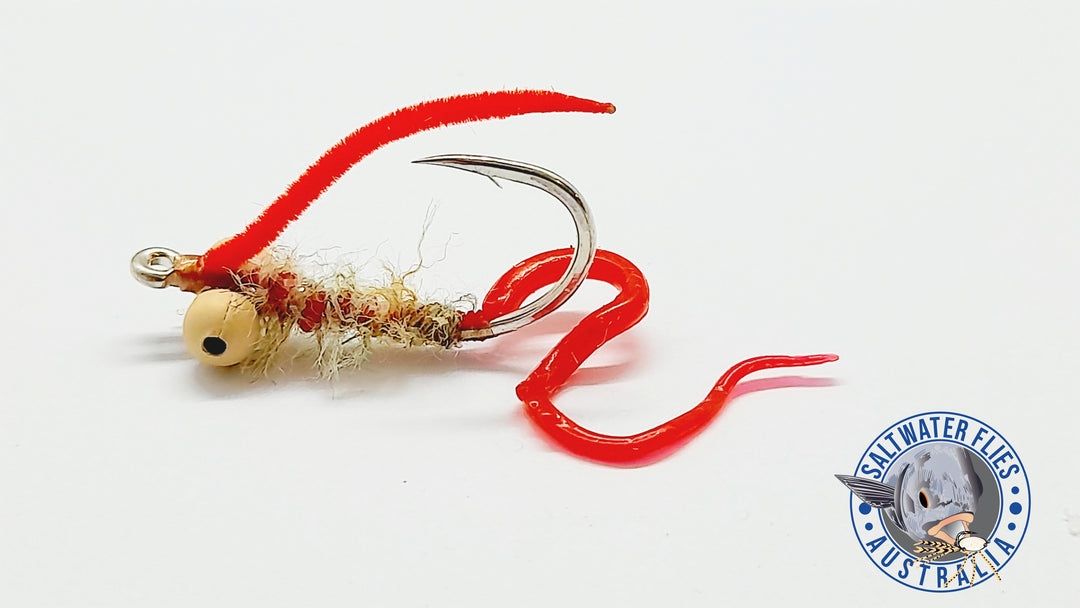 WORM WORX FLY - SL12 #2 - RED - BEAD CHAIN EYE